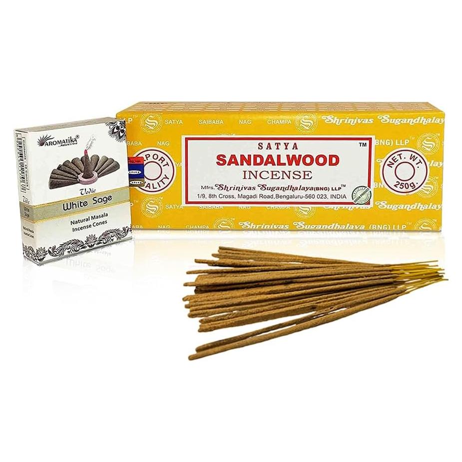 Varitas de Incienso ARO VATIKA Sándalo 250g + Conos Salvia