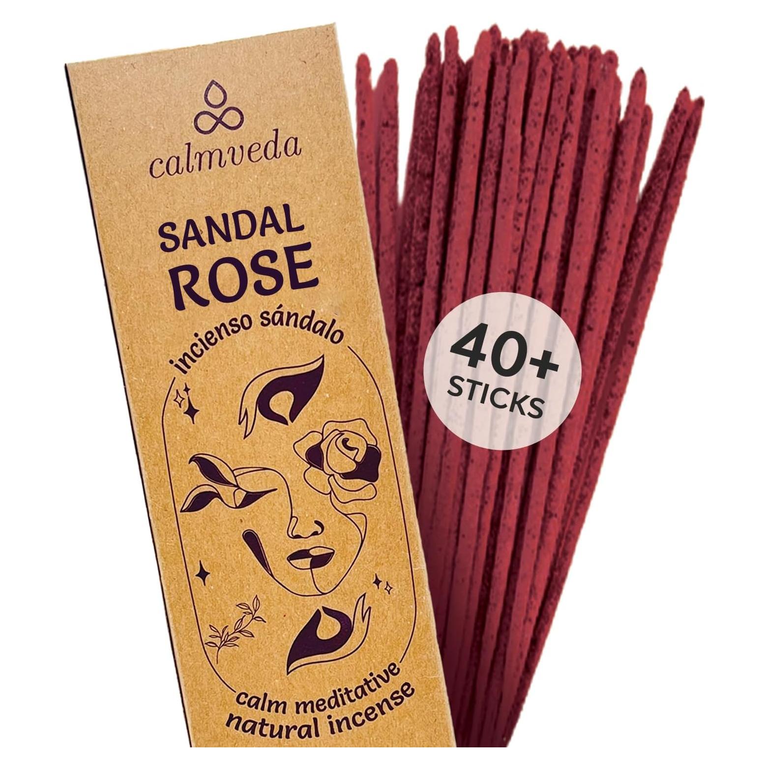 Incienso Natural Calmveda Rosa Sándalo 45 Varitas 20.32 cm