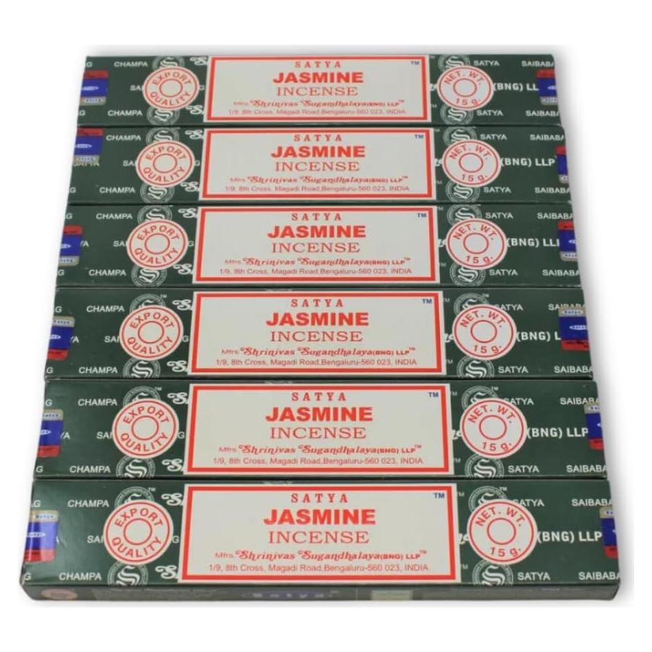 Incienso de Jazmín Satya - 6 Paquetes de 15g Hechos a Mano