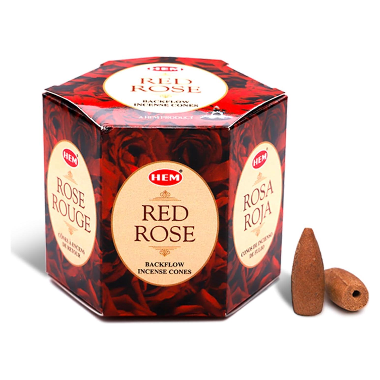Conos de Incienso HEM Rosa Roja - 40 Unidades Aromaterapia