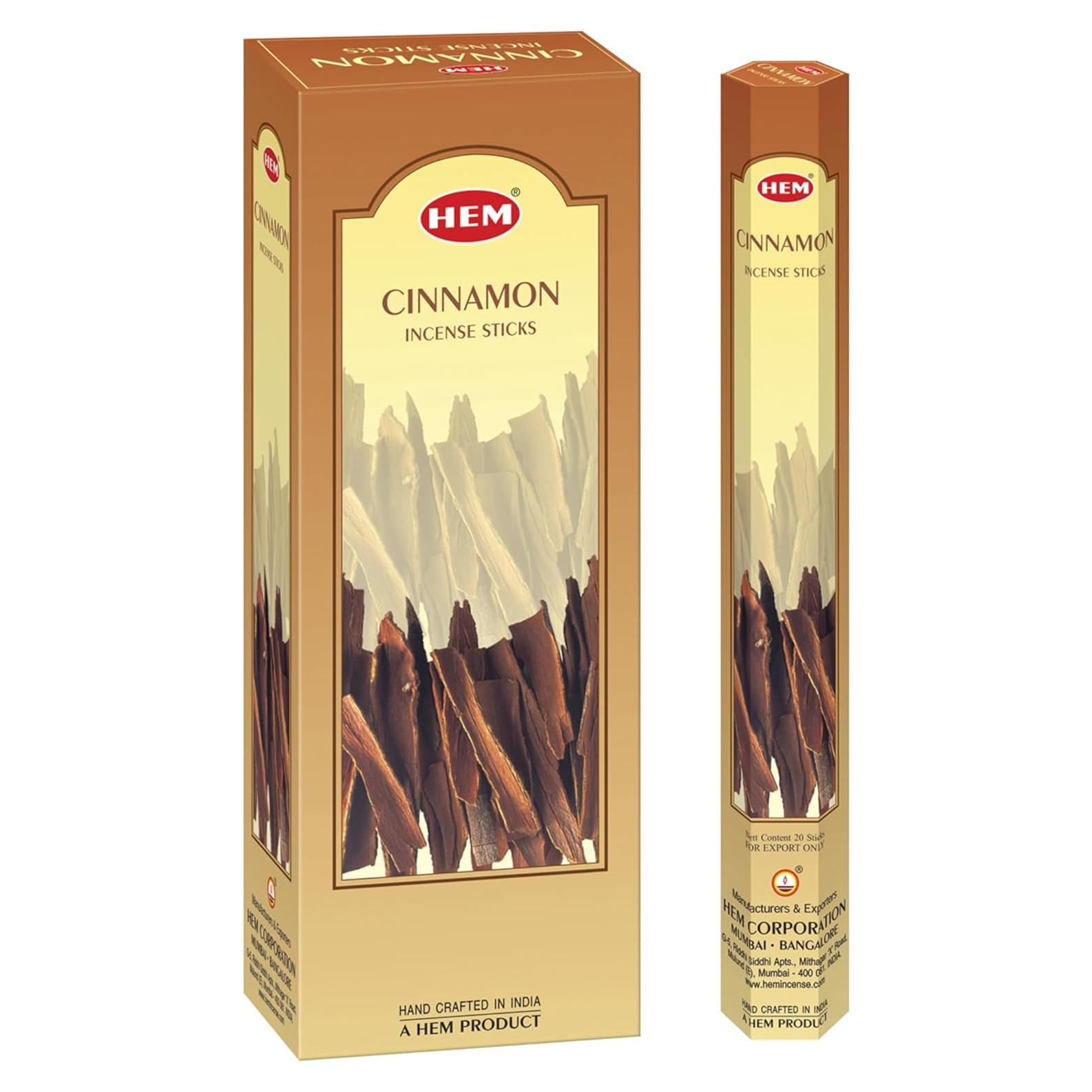 Varitas de Incienso de Canela HEM - 6 Tubos de 20g, 25cm