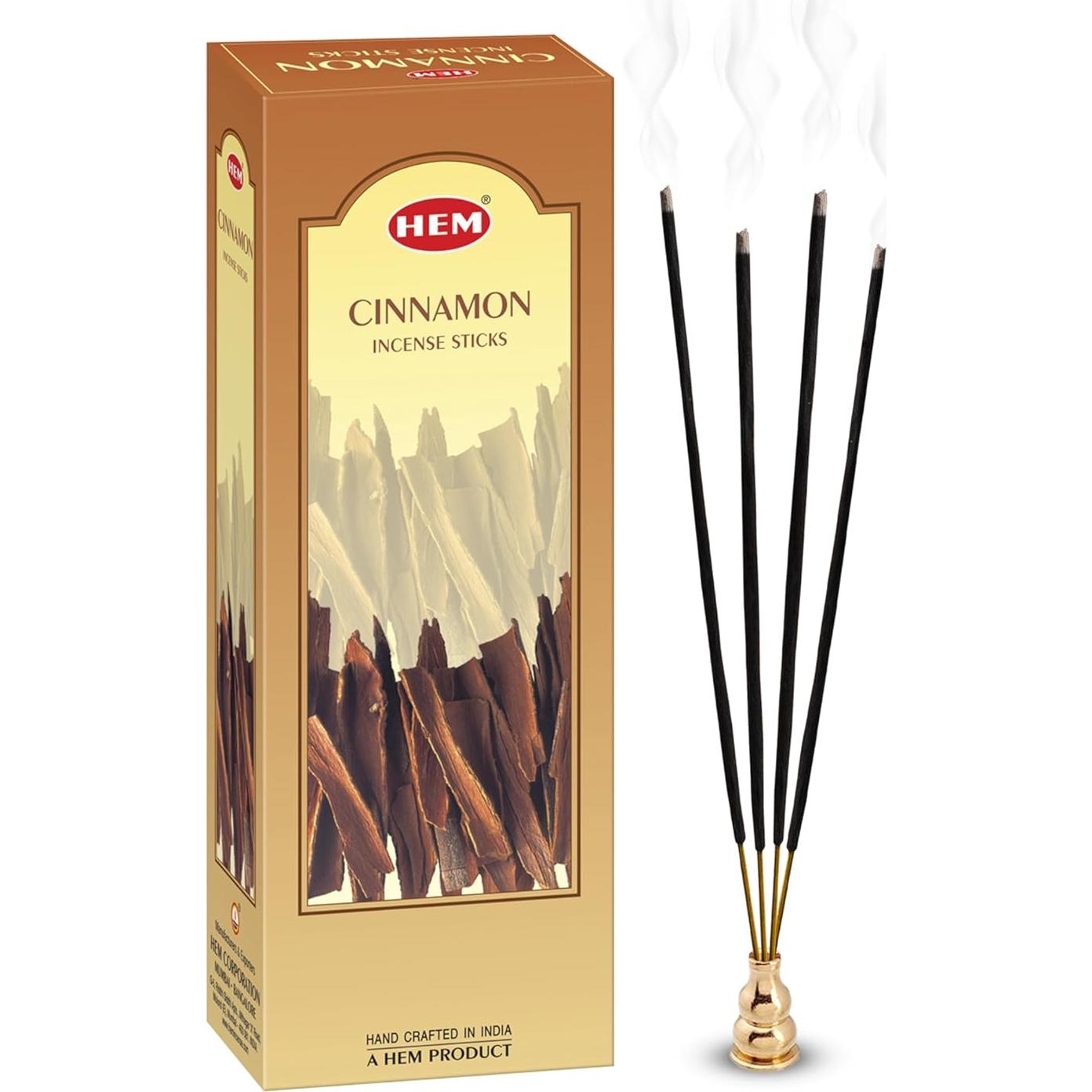 Varitas de Incienso de Canela HEM - 6 Tubos de 20g, 25cm