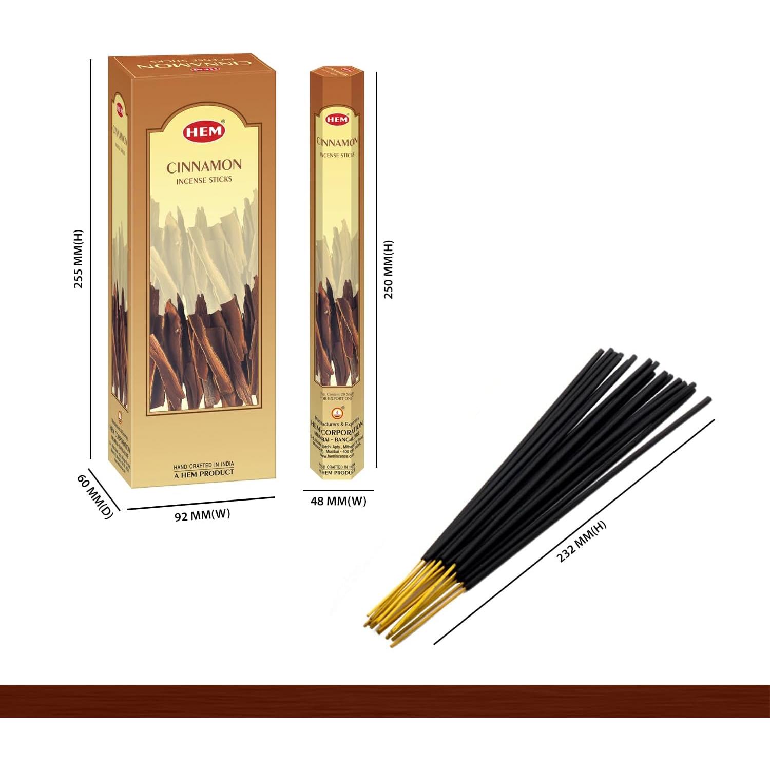 Varitas de Incienso de Canela HEM - 6 Tubos de 20g, 25cm