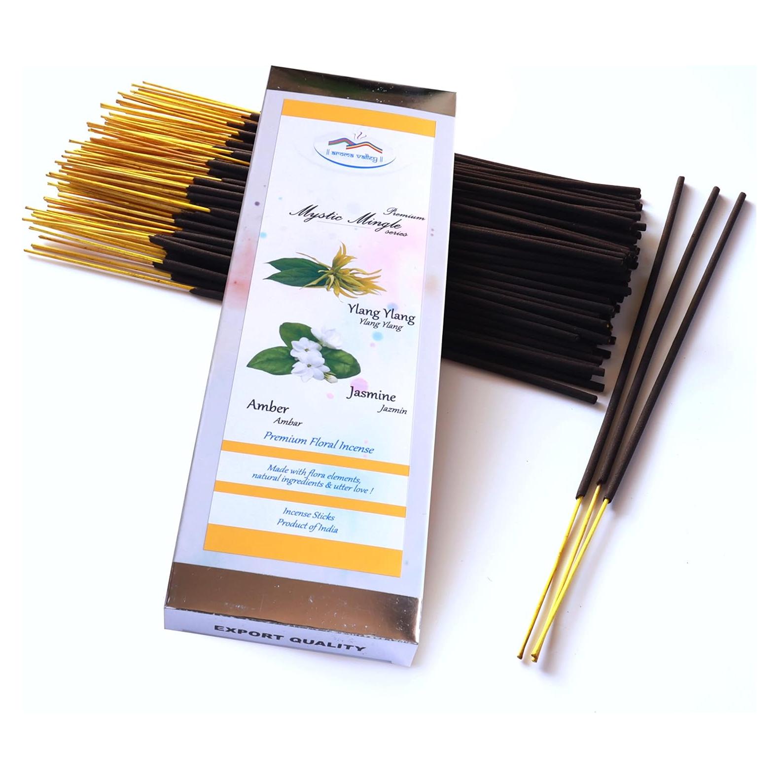 Varitas de Incienso Natural Aroma Valley Ylang Ylang Jazmín Ámbar 75g