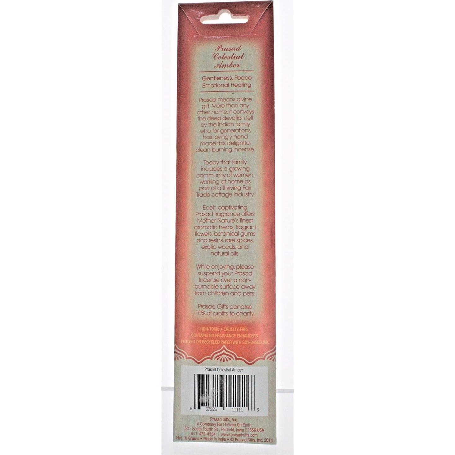 Incienso Prasad Ámbar Celestial 10 Gr - Aromaterapia Natural