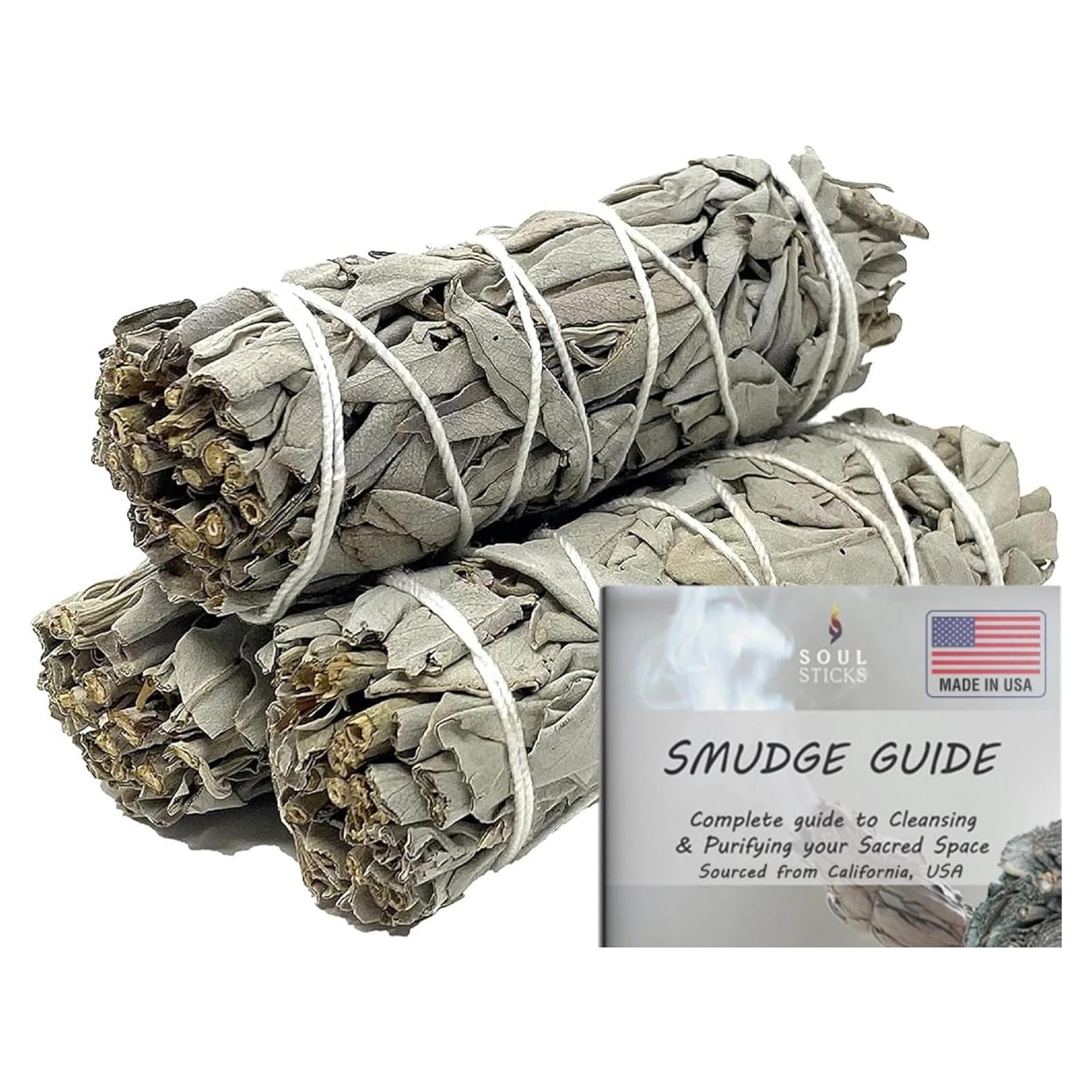 Barras de Salvia Blanca Orgánica Soul Sticks 10 cm Paquete de 3
