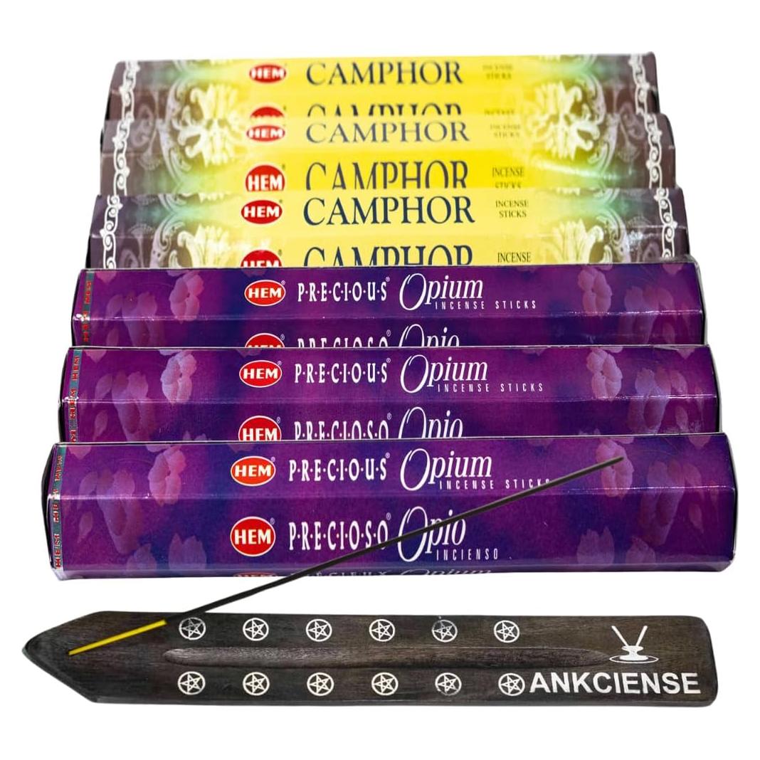 Incienso Alcanfor y Opio Precioso Hem 120 Varitas con Soporte