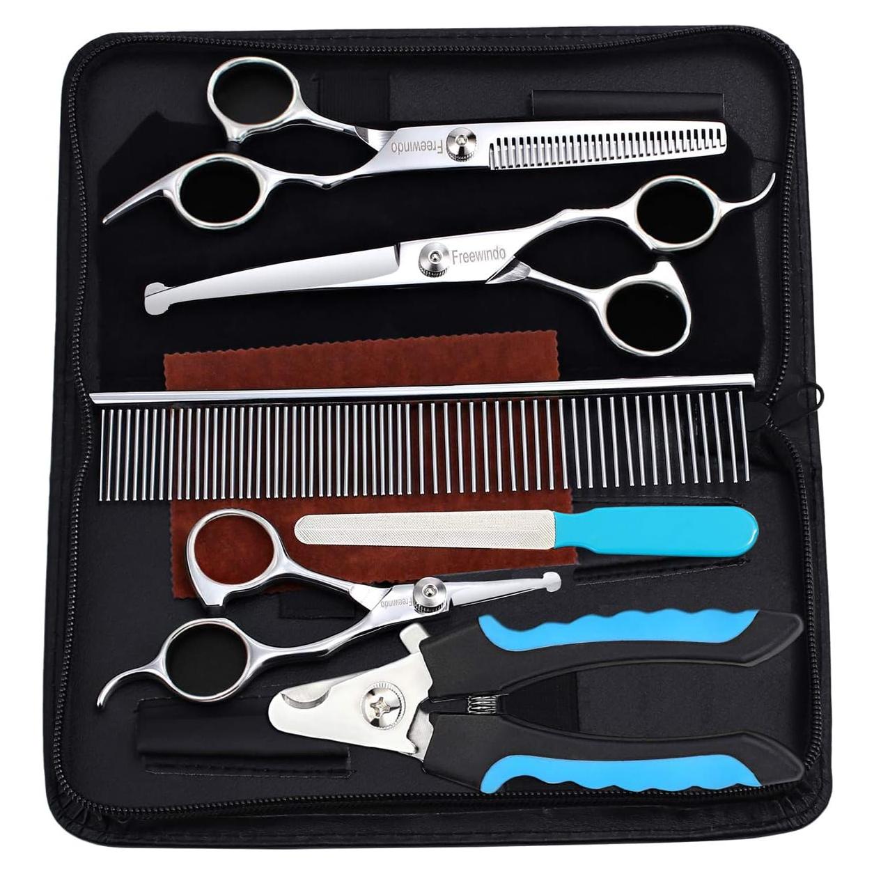 Kit de Tijeras para Perros Xinwang - Acero Inoxidable, 7 Piezas