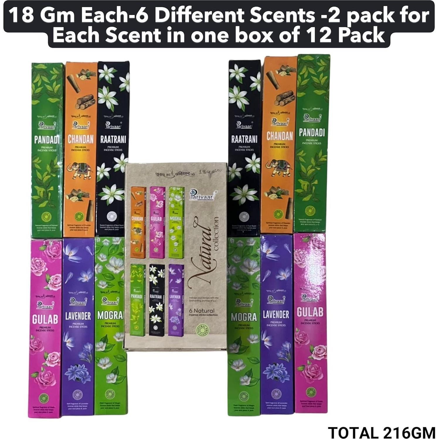 Palitos de Incienso Parivaar - 144 Palitos Orgánicos 100% Naturales