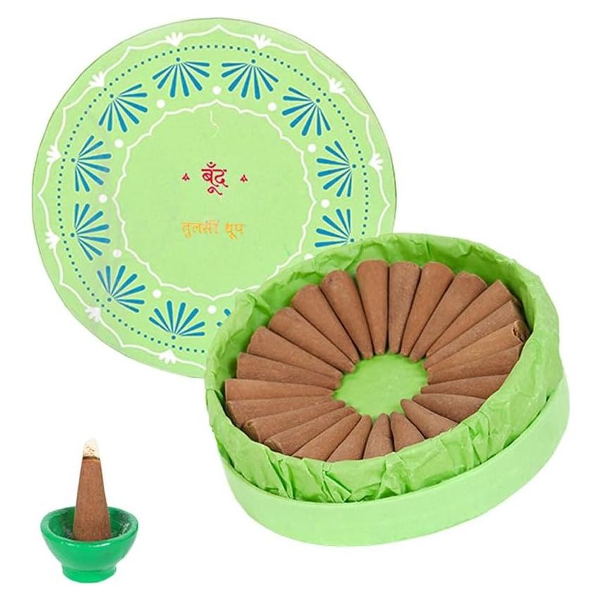 Conos de Incienso Boond Tulsi Dhoop - Albahaca Sagrada 25 Unidades