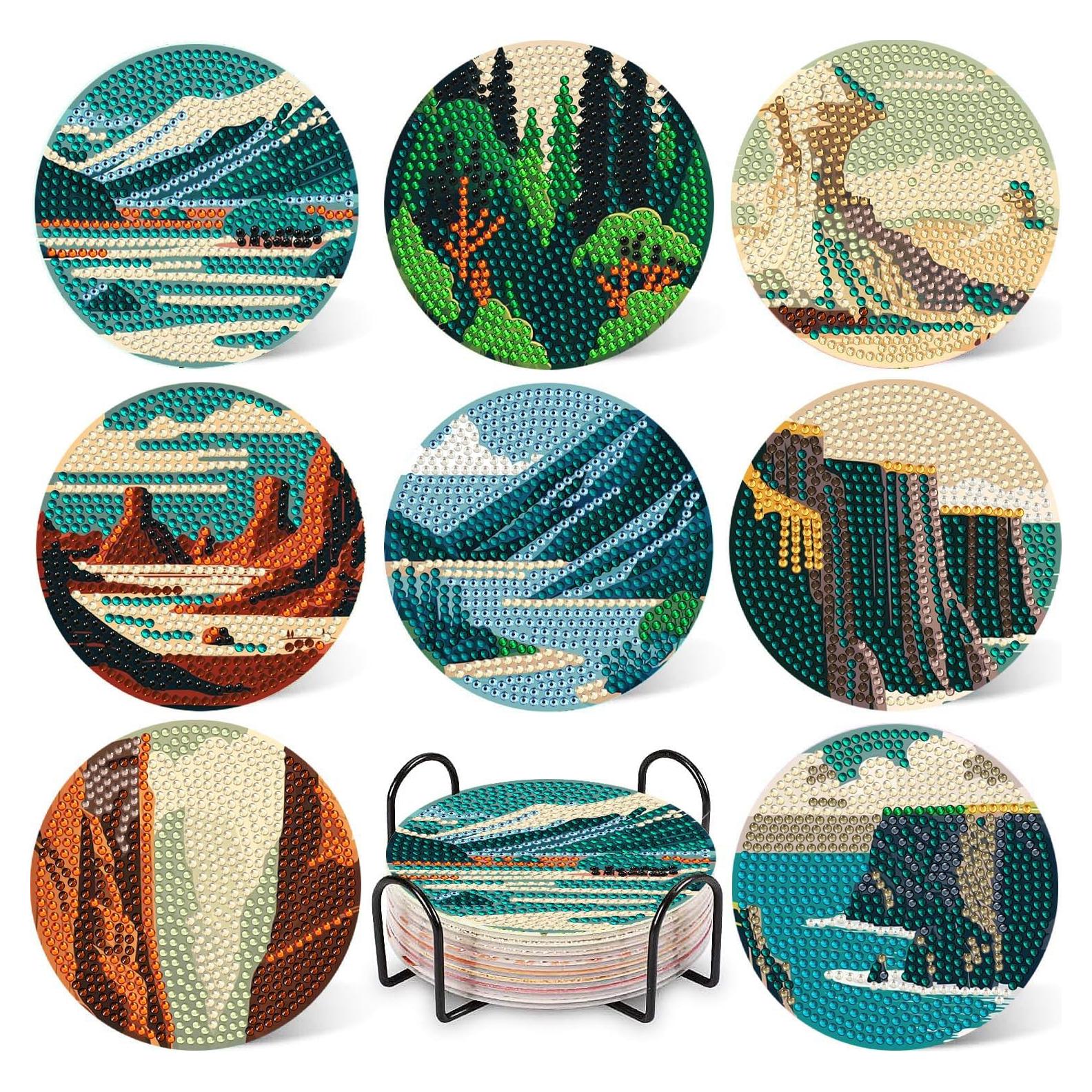 Kit de 8 Posavasos de Diamante DOTZSO con Soporte