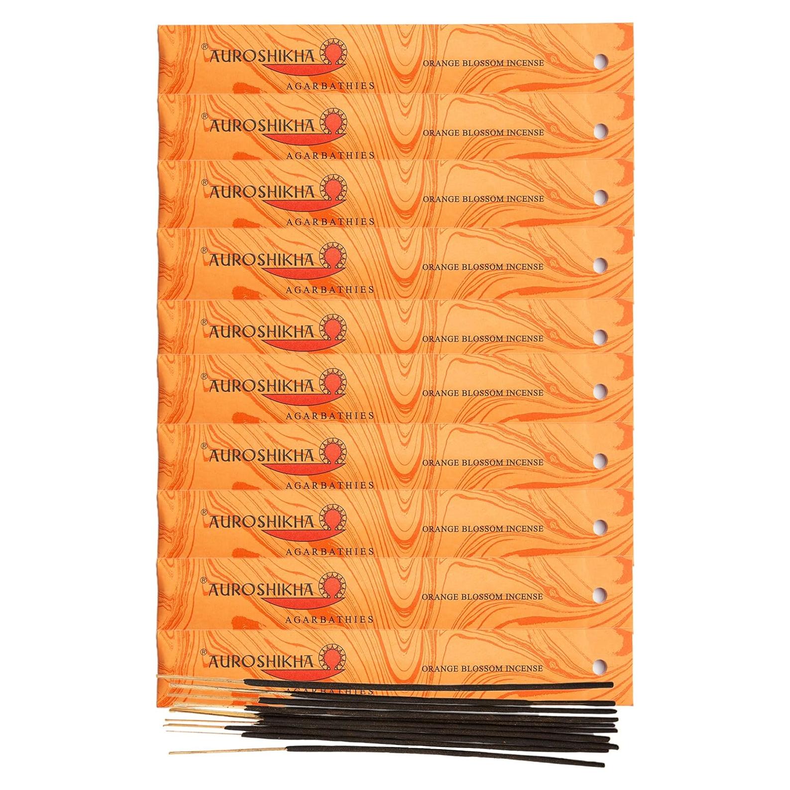 Incienso Auroshikha Marmoleado Flor de Naranja 10 Varillas 100g