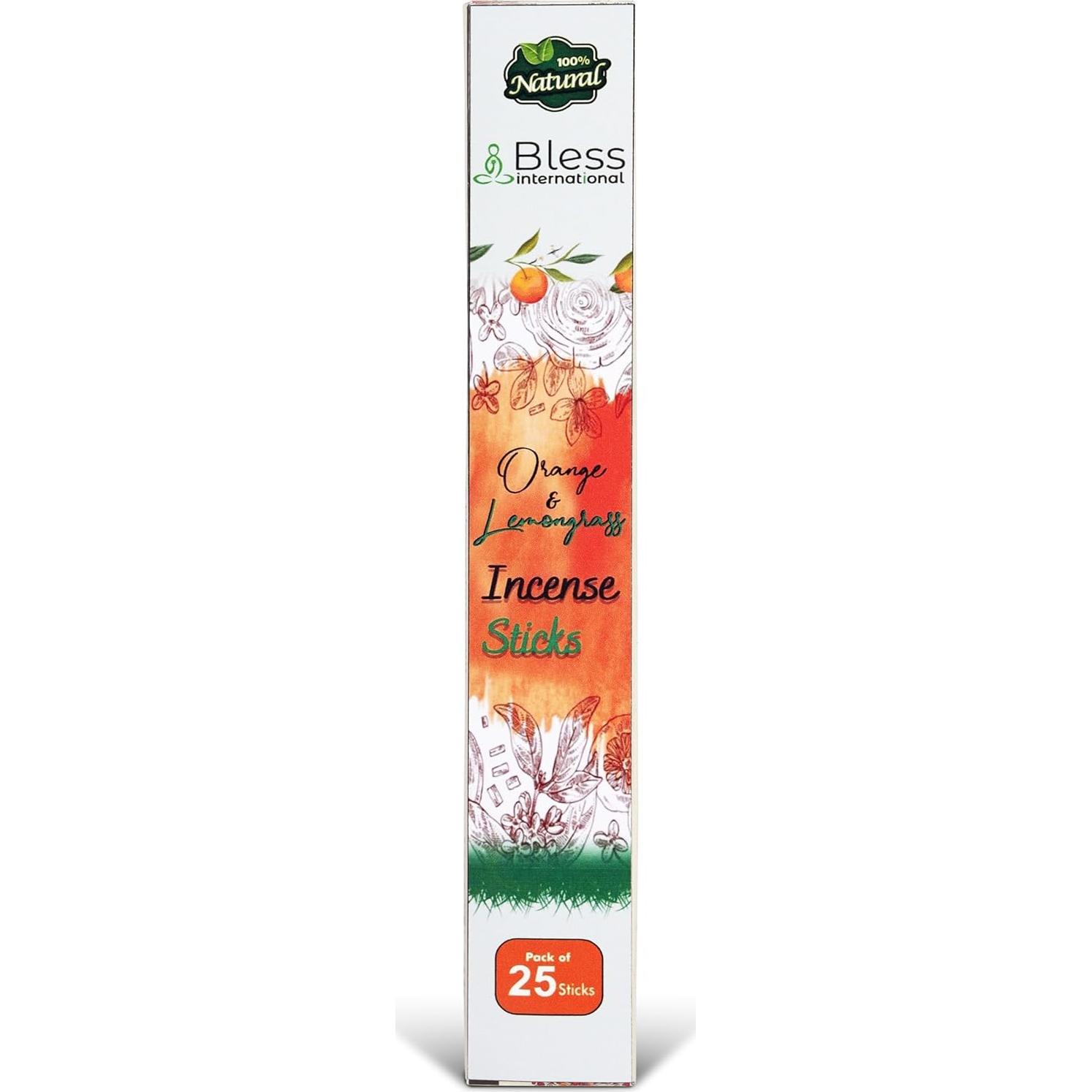 Incienso Natural Bless International Naranja y Lemongrass 25 Palitos