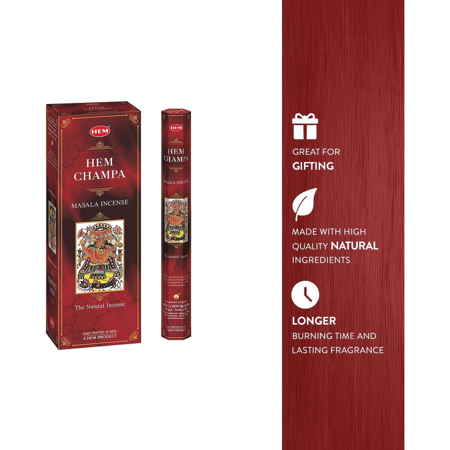 Incienso HEM Champa Masala - 120 Varitas Naturales