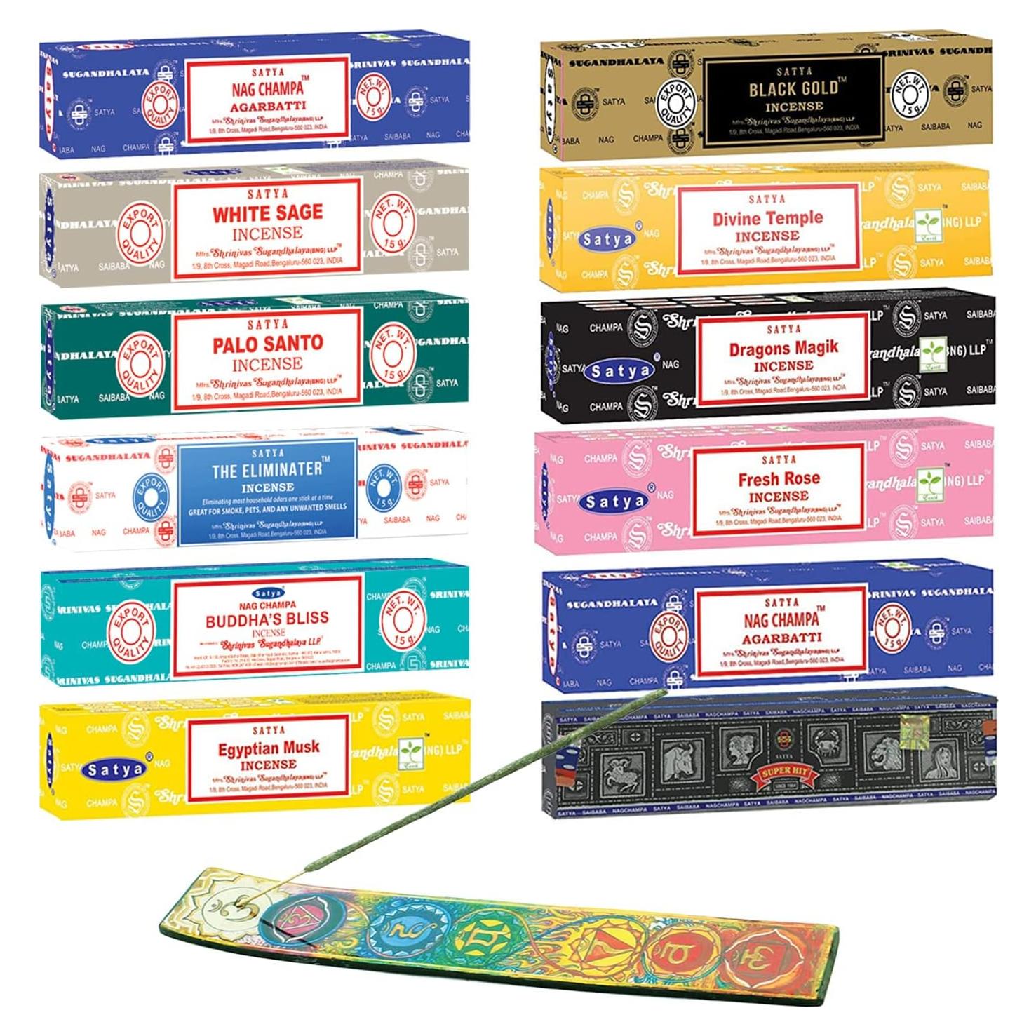 Varitas de Incienso Satya Nag Champa - Paquete de 12 Aromas 15g