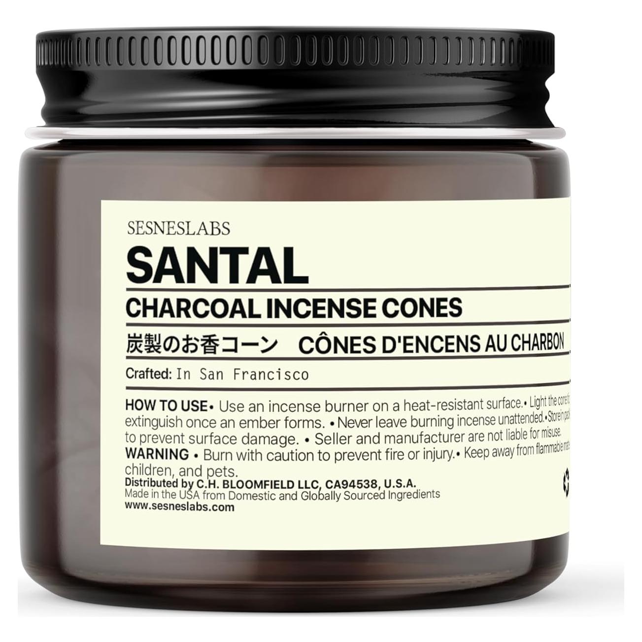 Conos de Incienso de Carbón Santal Sesneslabs 6oz