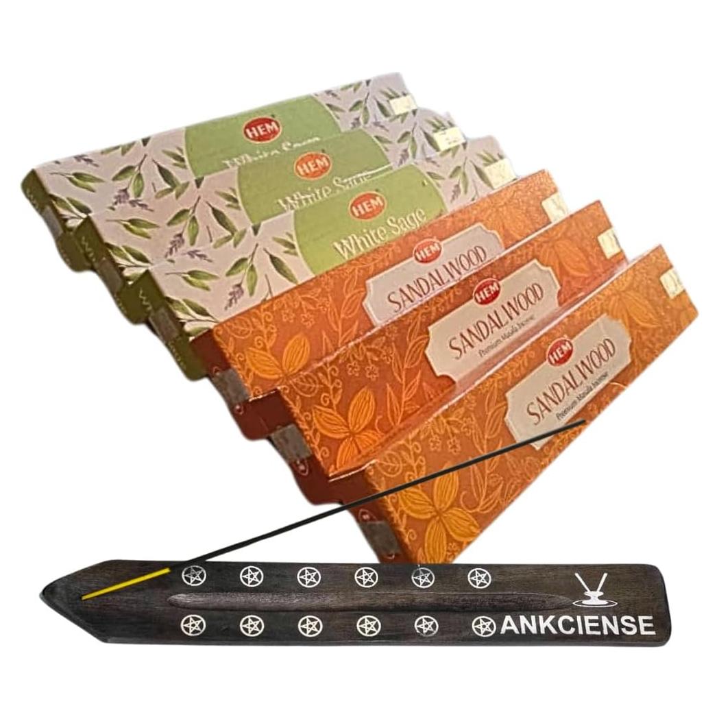 Paquete de Incienso HEM Masala con Soporte ANKCIENSE - 3 Fragancias