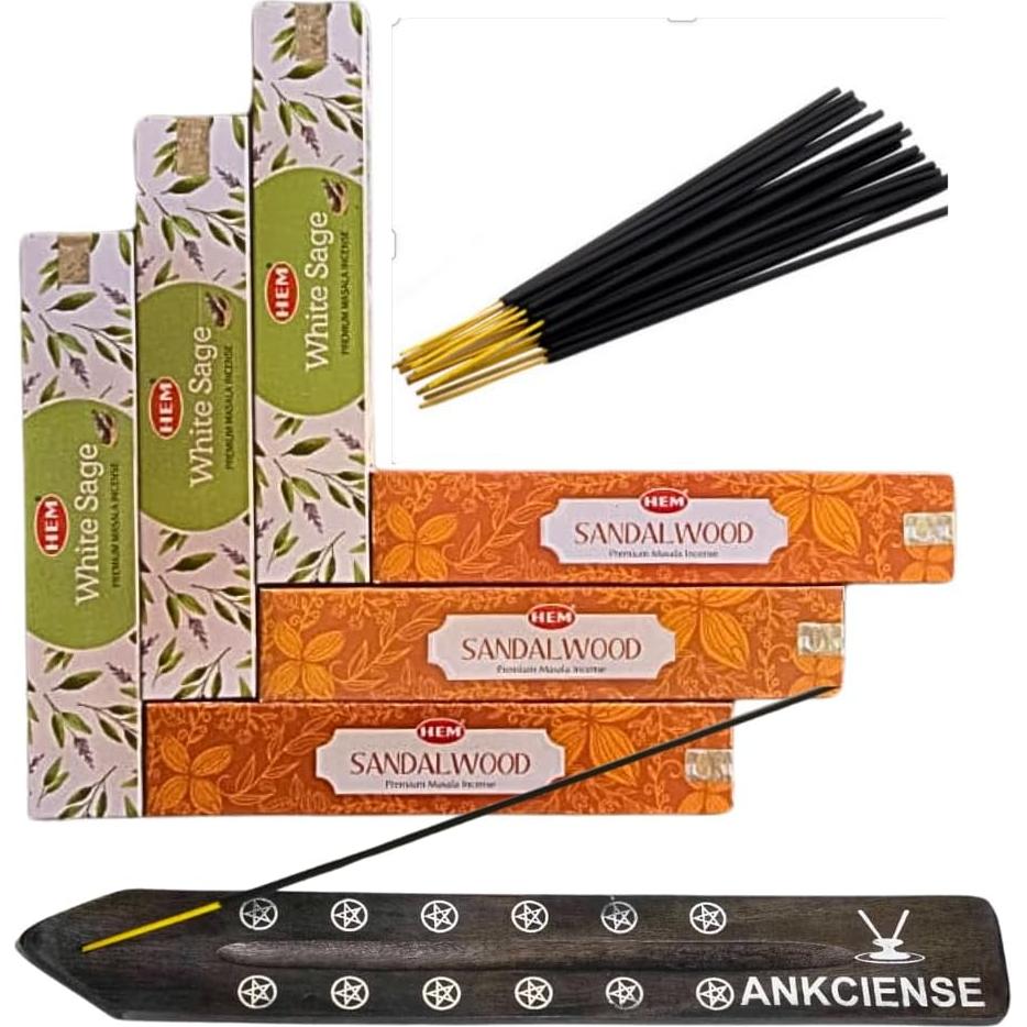 Paquete de Incienso HEM Masala con Soporte ANKCIENSE - 3 Fragancias