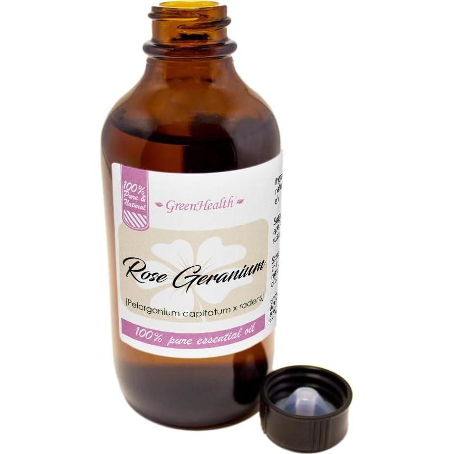 Aceite Esencial de Geranio Rosa GreenHealth 118 ml - Botella de Vidrio