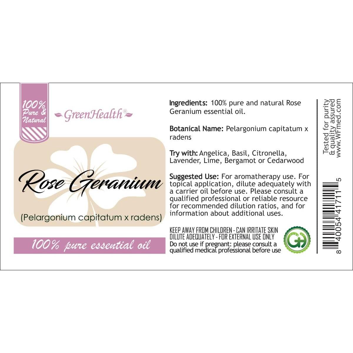 Aceite Esencial de Geranio Rosa GreenHealth 118 ml - Botella de Vidrio