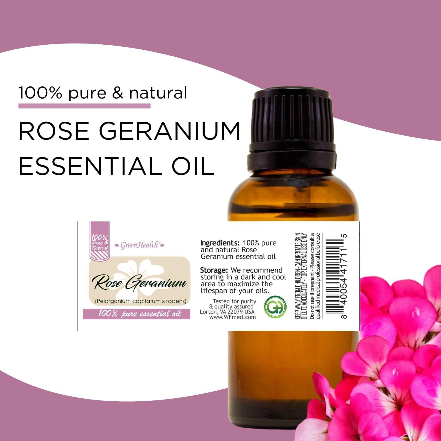 Aceite Esencial de Geranio Rosa GreenHealth 118 ml - Botella de Vidrio
