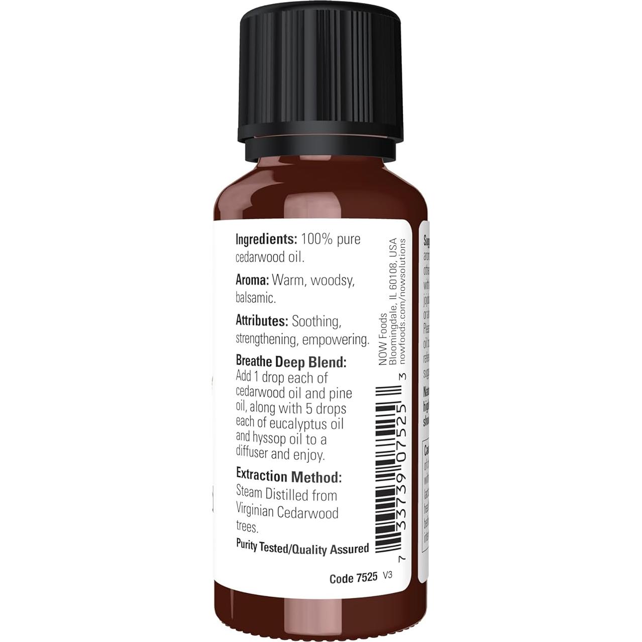 Aceite Esencial de Madera de Cedro NOW 100% Puro 28g