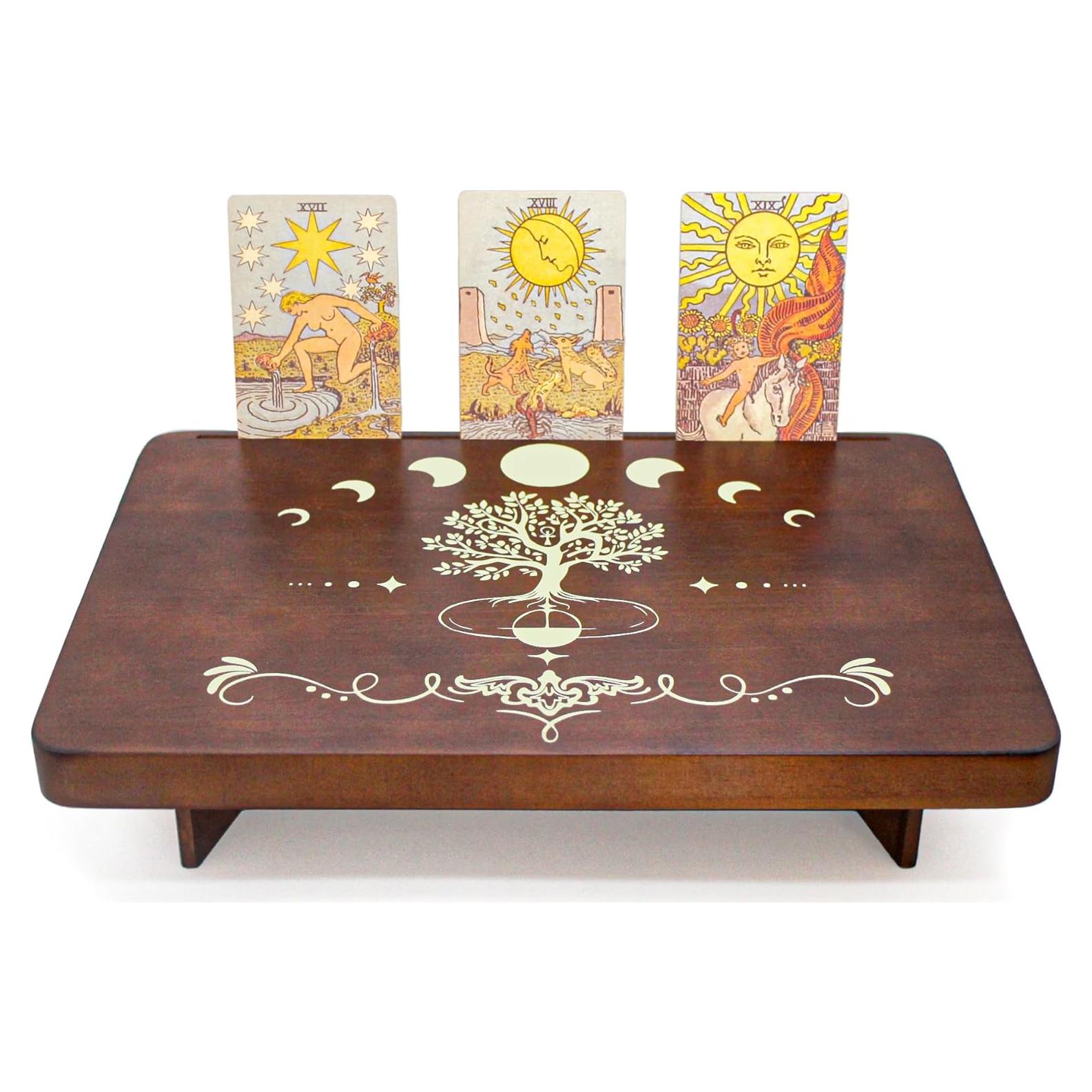 Mesa de Altar de Madera FNYDOX con Soporte para Tarot 30x20 cm