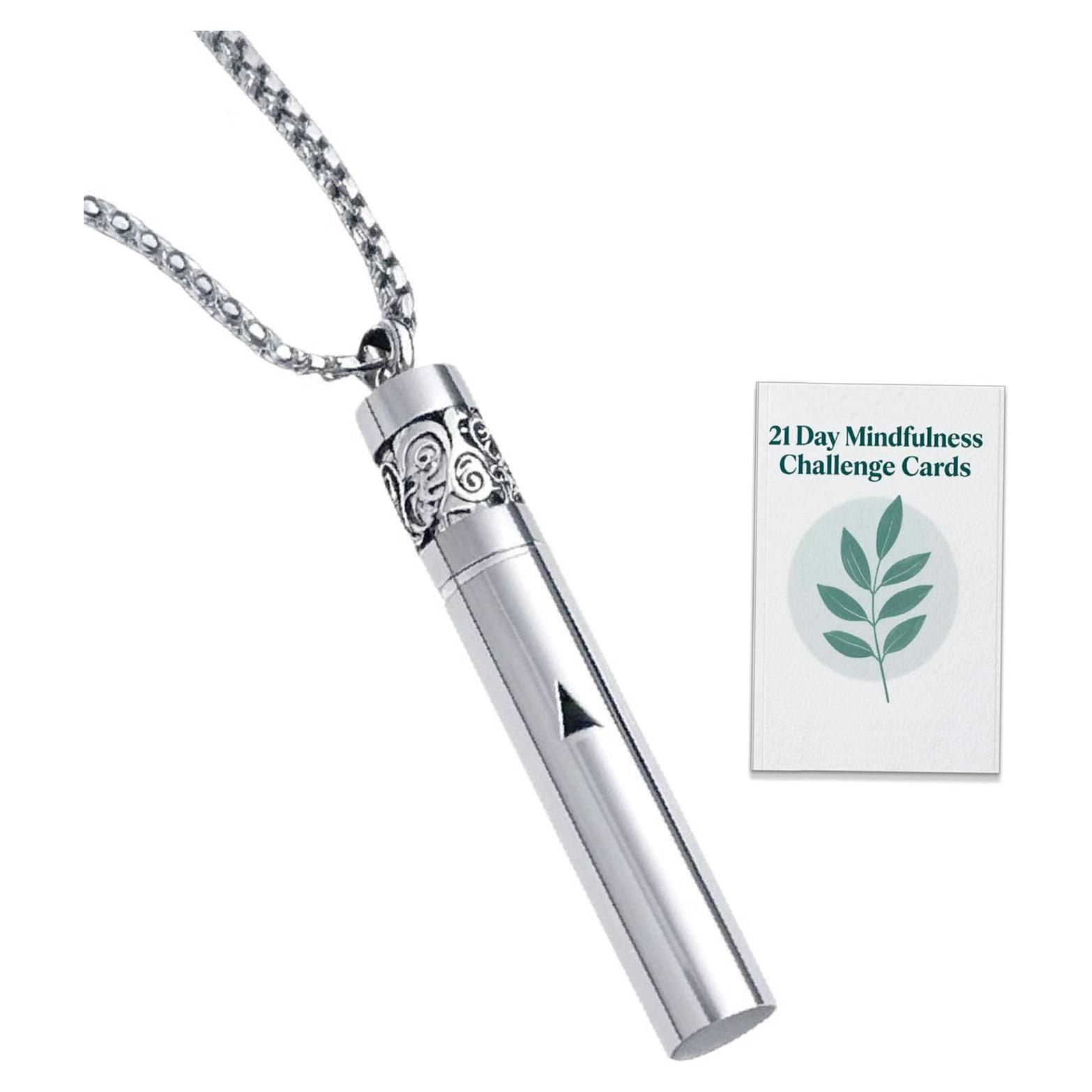 Collar Difusor de Aceite Esencial Mindfulness Plata 2-en-1