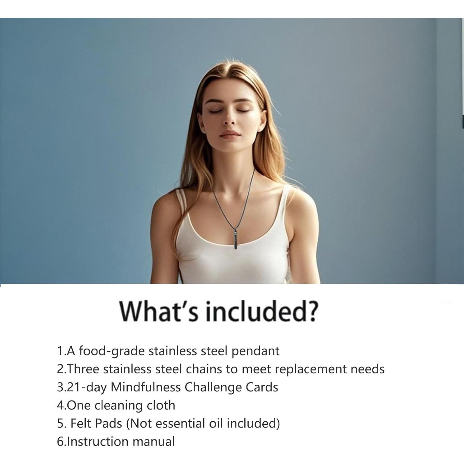 Collar Difusor de Aceite Esencial Mindfulness Plata 2-en-1