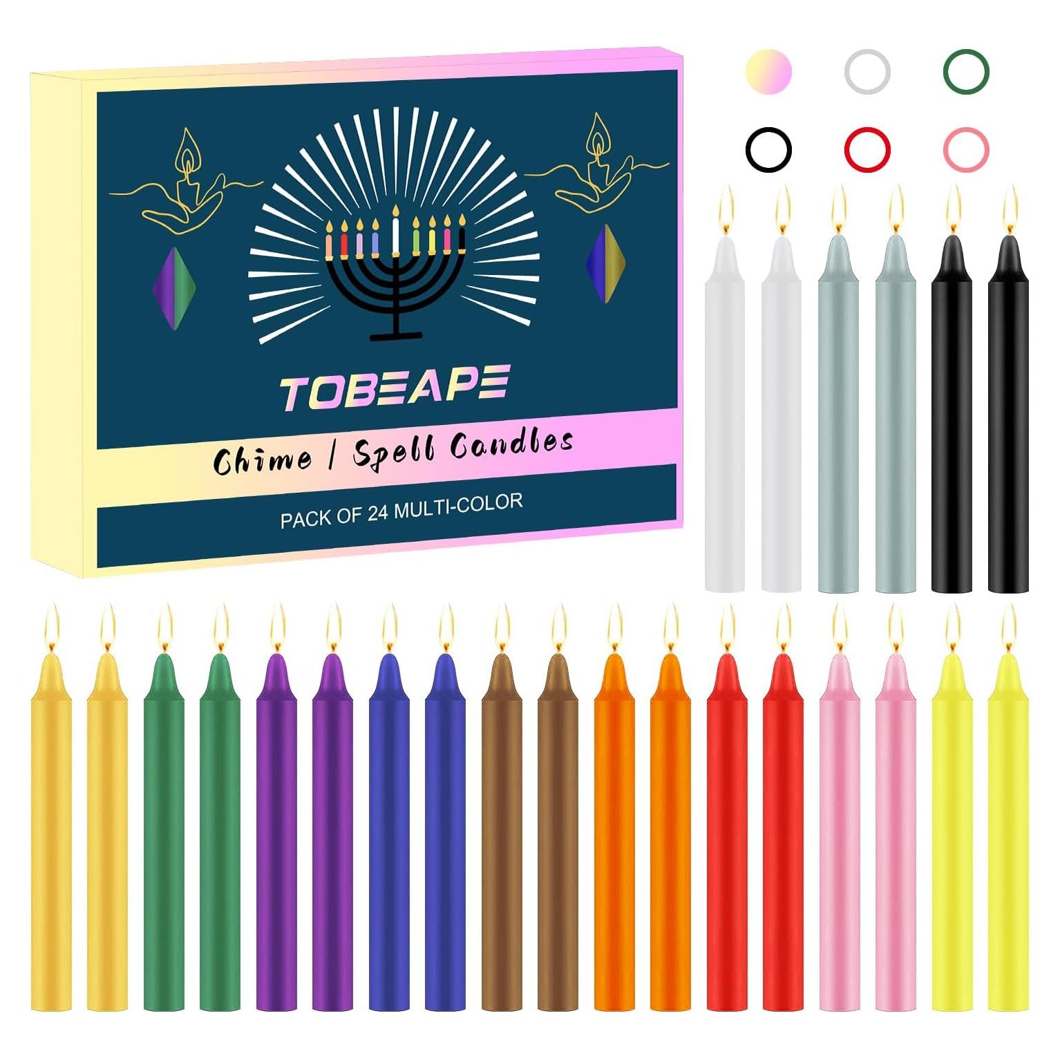 Tobeape 24 Velas Taper Multicolor 10.16 cm para Rituales