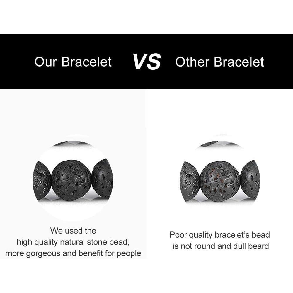 Pulsera de Piedra Natural M MOOHAM para Hombres - Ojo de Tigre y Roca de Lava