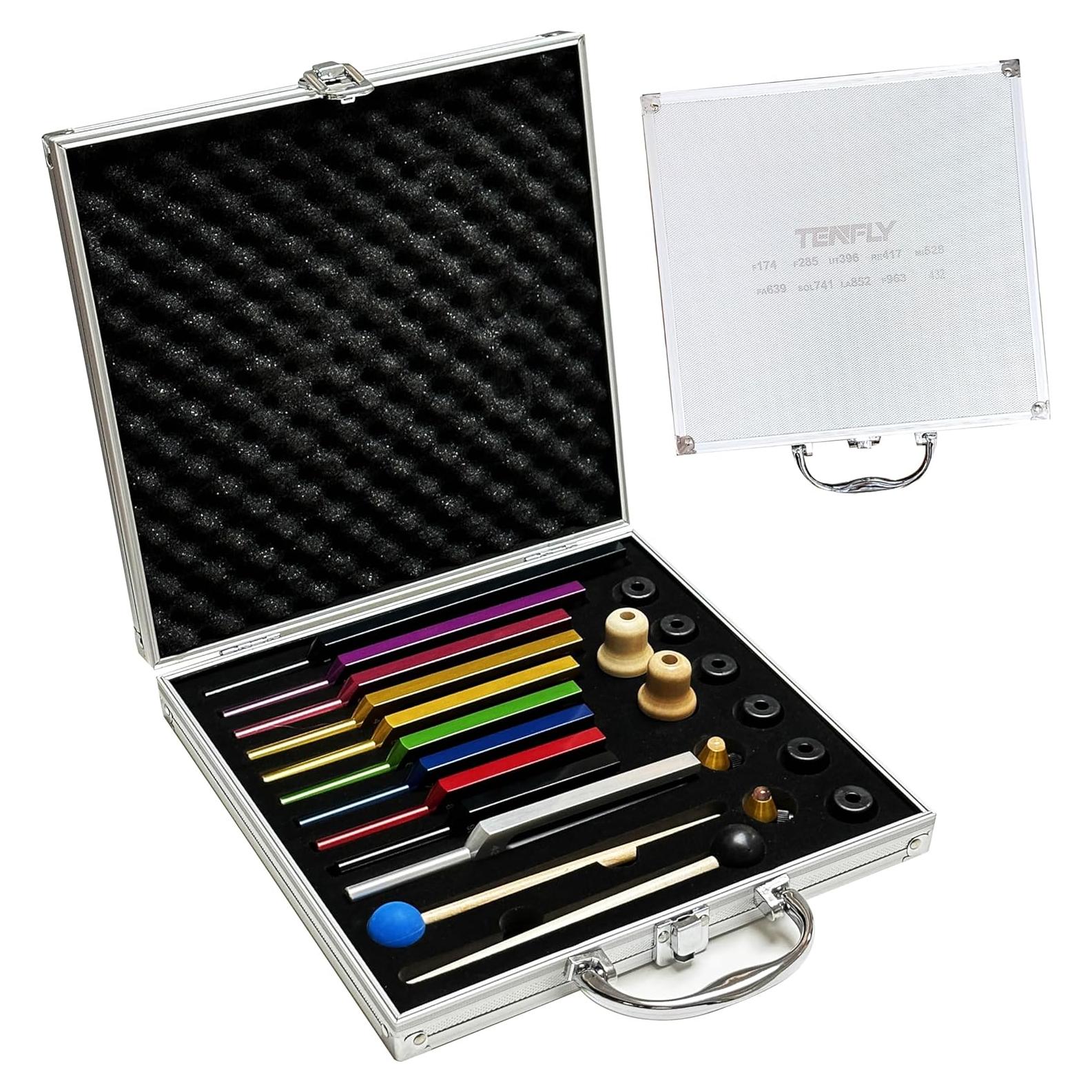 Juego de Diapasones Solfeggio Multicolor - 10 Frecuencias