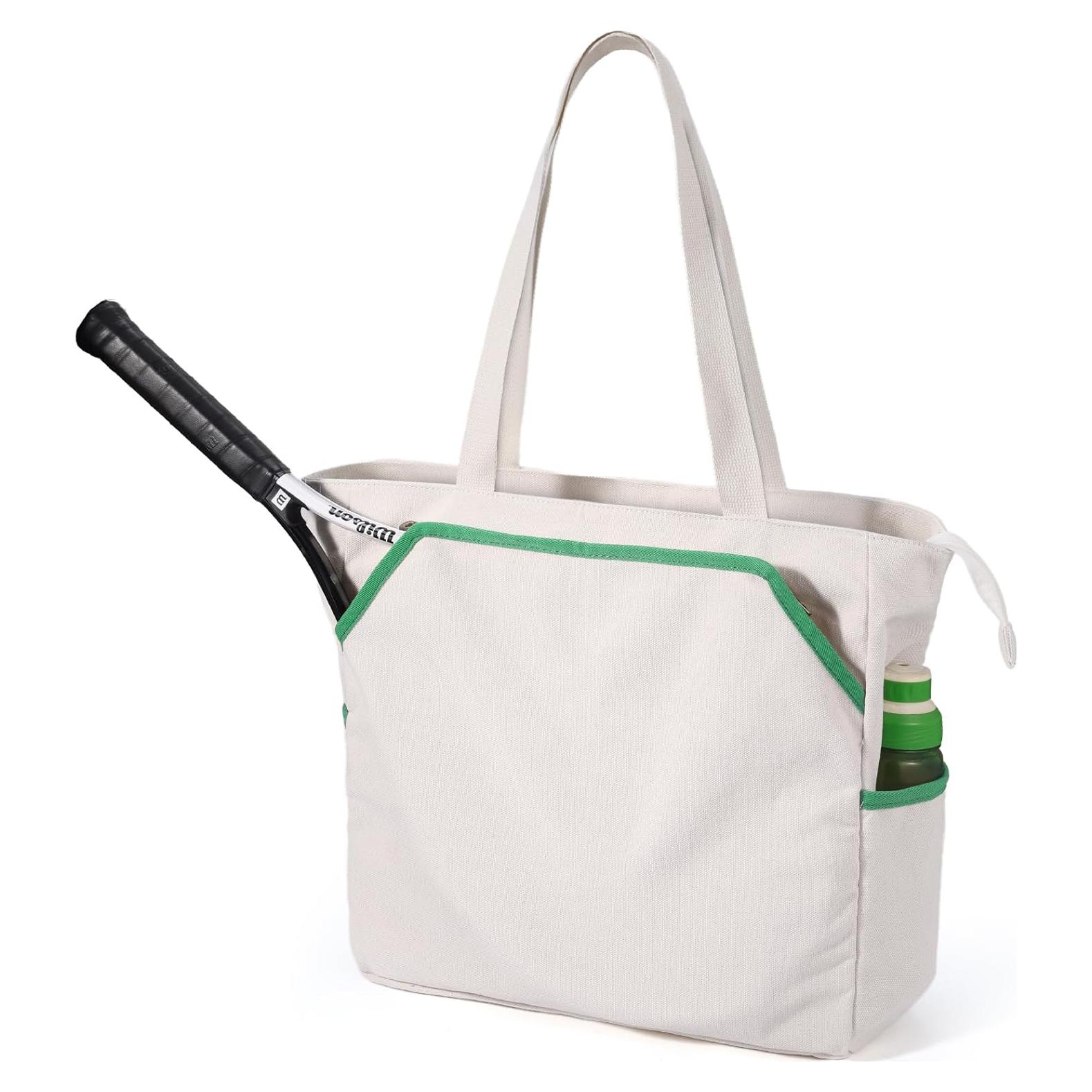Bolsa de Tenis Tote SMRITI Verde y Blanco, Gran Capacidad