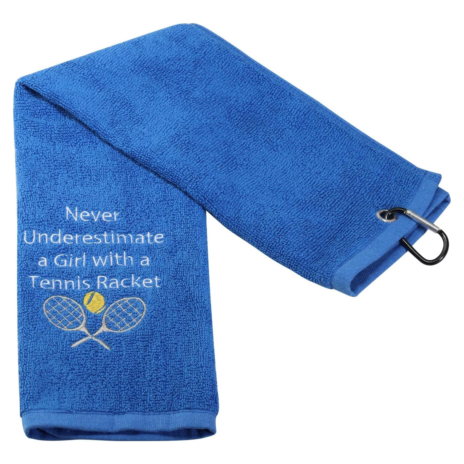 Toalla de Mano Bordada PXTIDY para Tenis - 66x38cm Azul