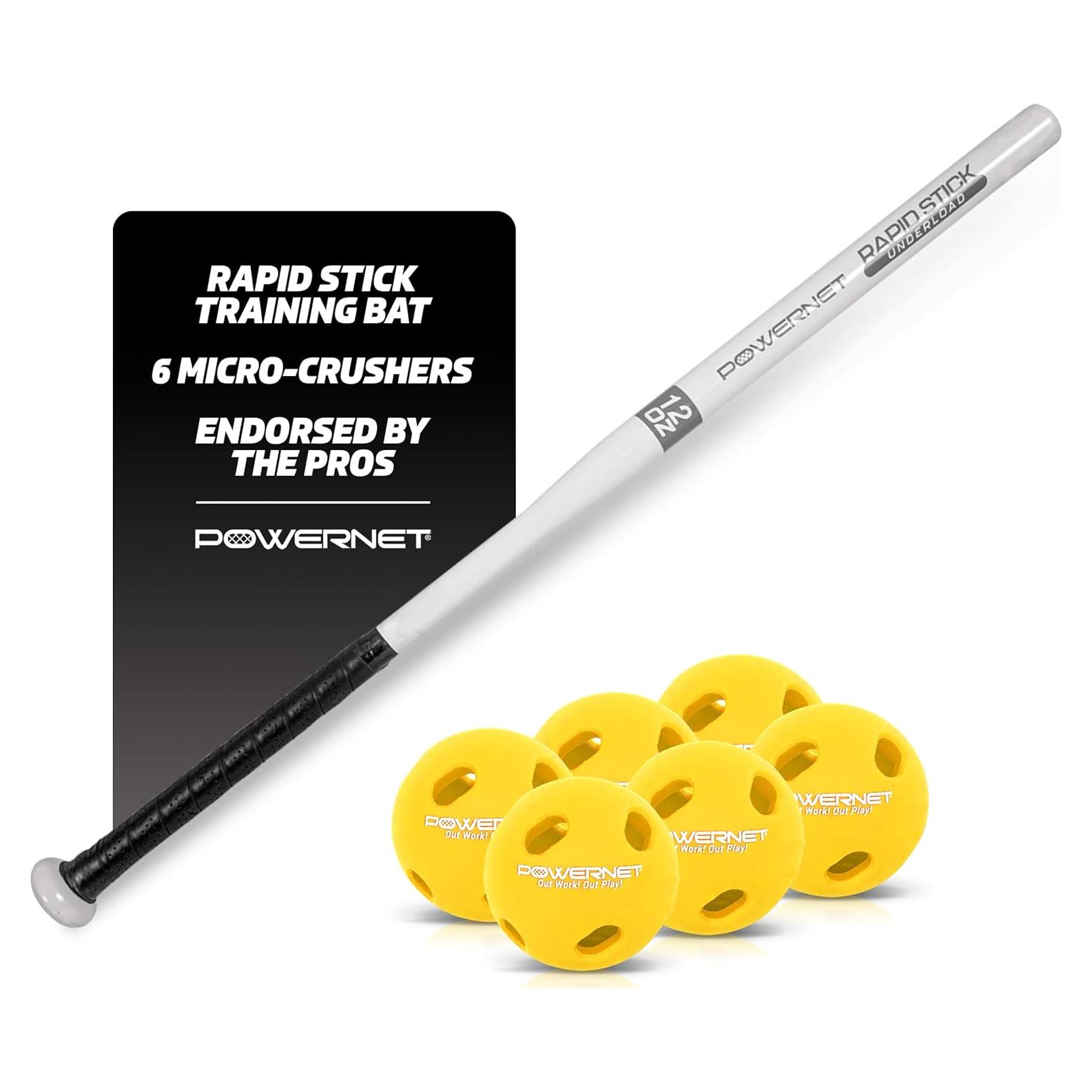 Bate de Entrenamiento PowerNet con 6 Micro Crushers Amarillos