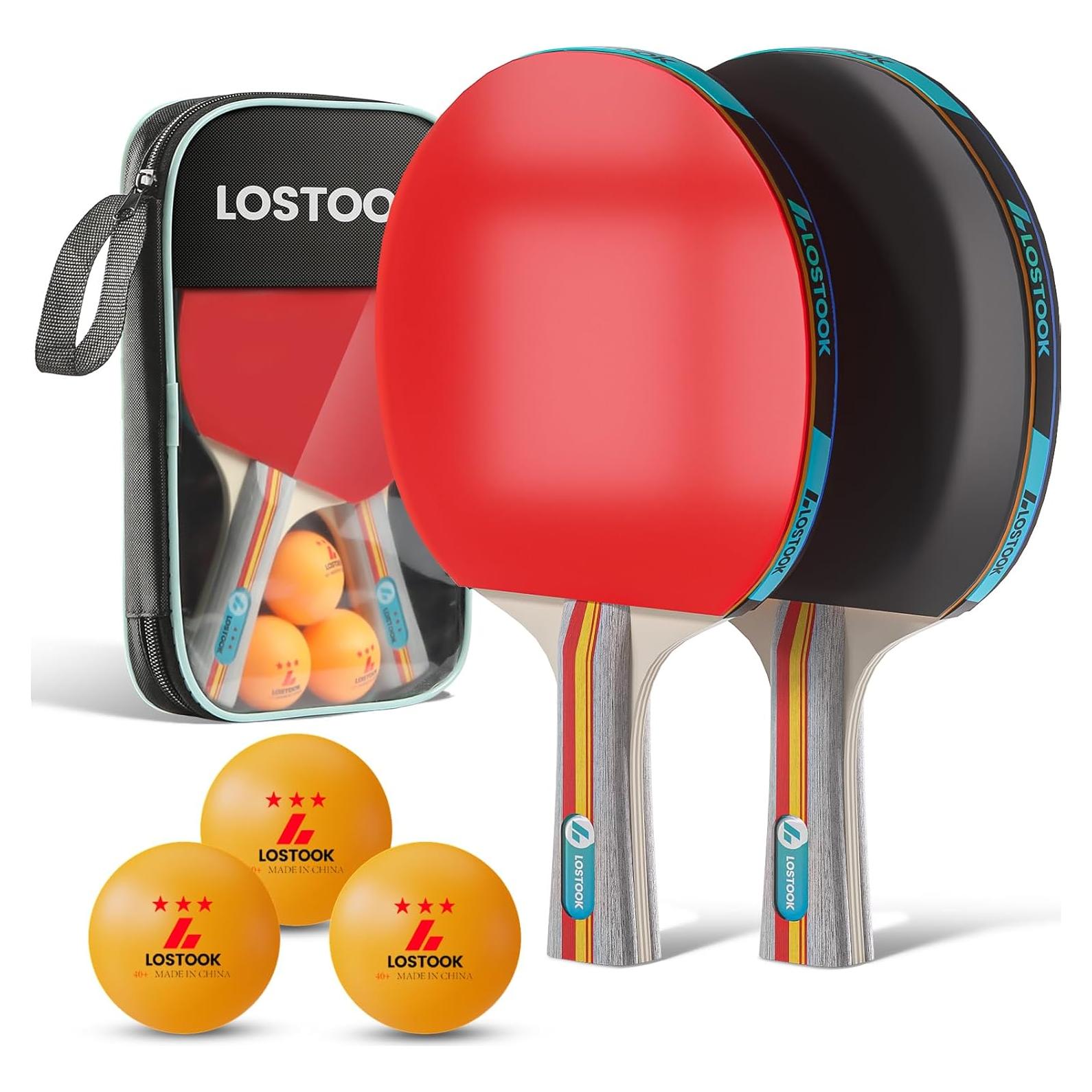 Juego de palas de ping pong Lostook LST-PPQP-k01-03 con estuche