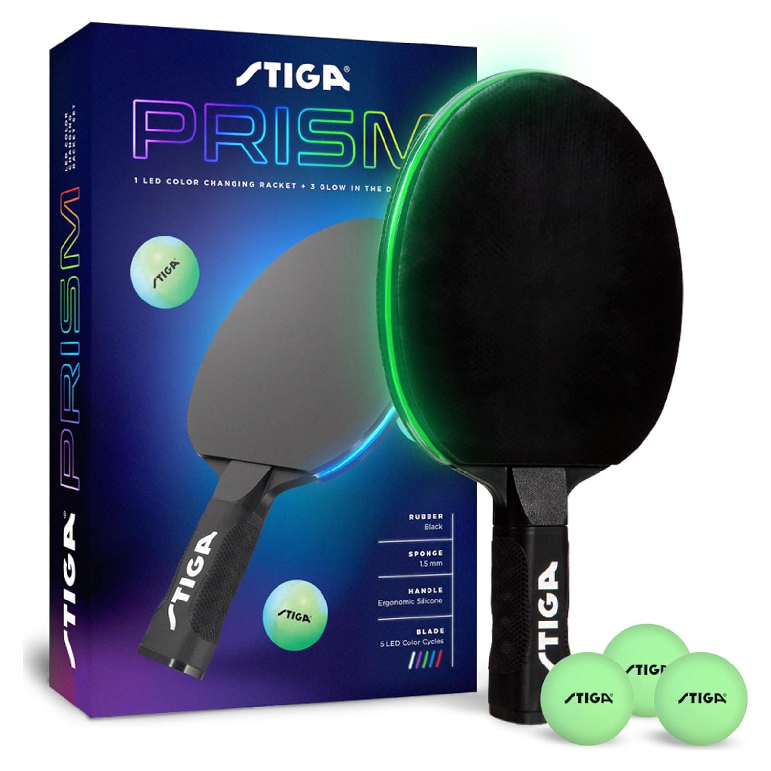 Paleta de Ping Pong LED Stiga Prism - 5 Modos de Color + 3 Pelotas