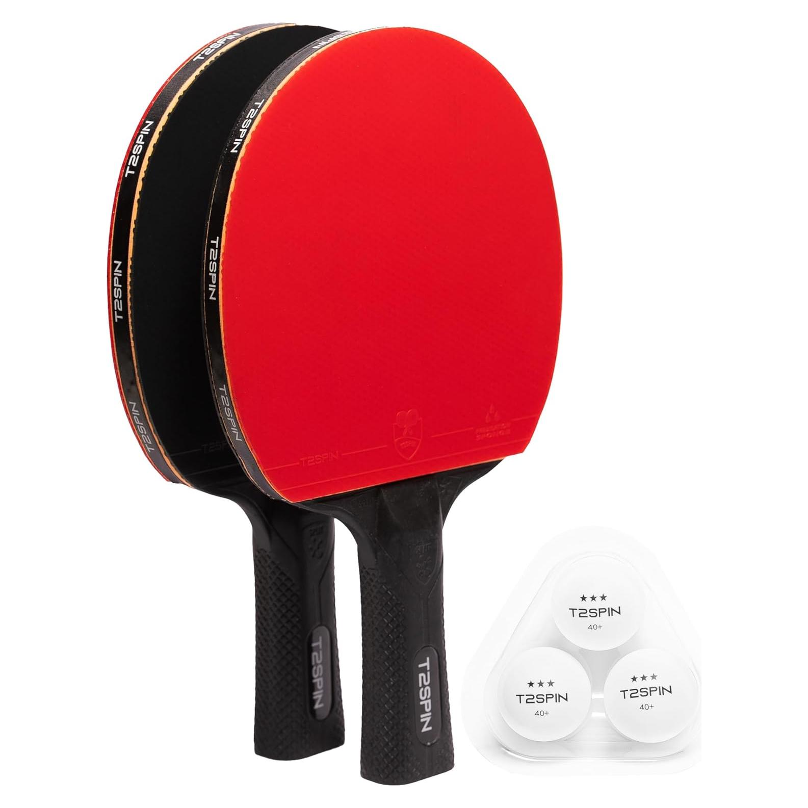 Juego de Palas de Ping Pong T2Spin con 3 Pelotas - Alto Rendimiento