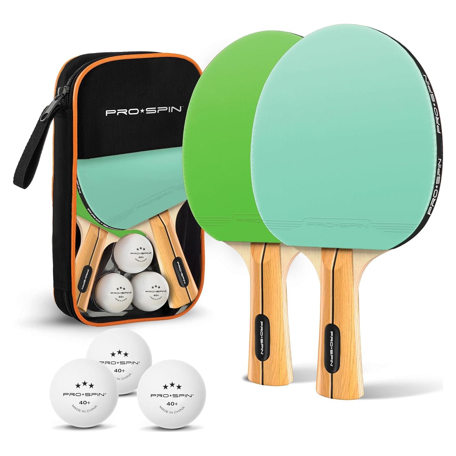 Set de Palas de Ping Pong PRO-SPIN 2 Jugadores Menta/Verde