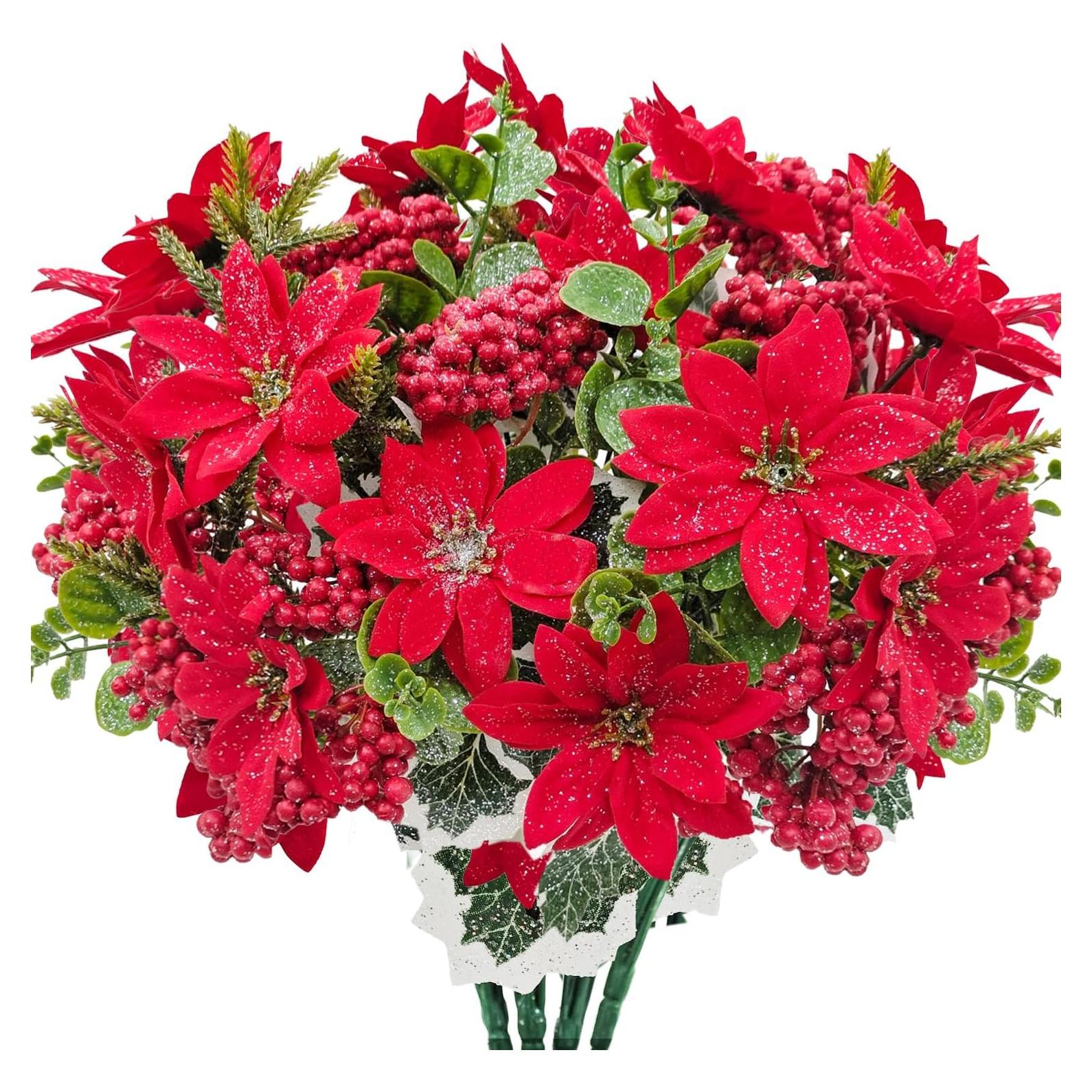 Ramo Floral Artificial de Nochebuena Guagb - 2 Pcs 32 cm