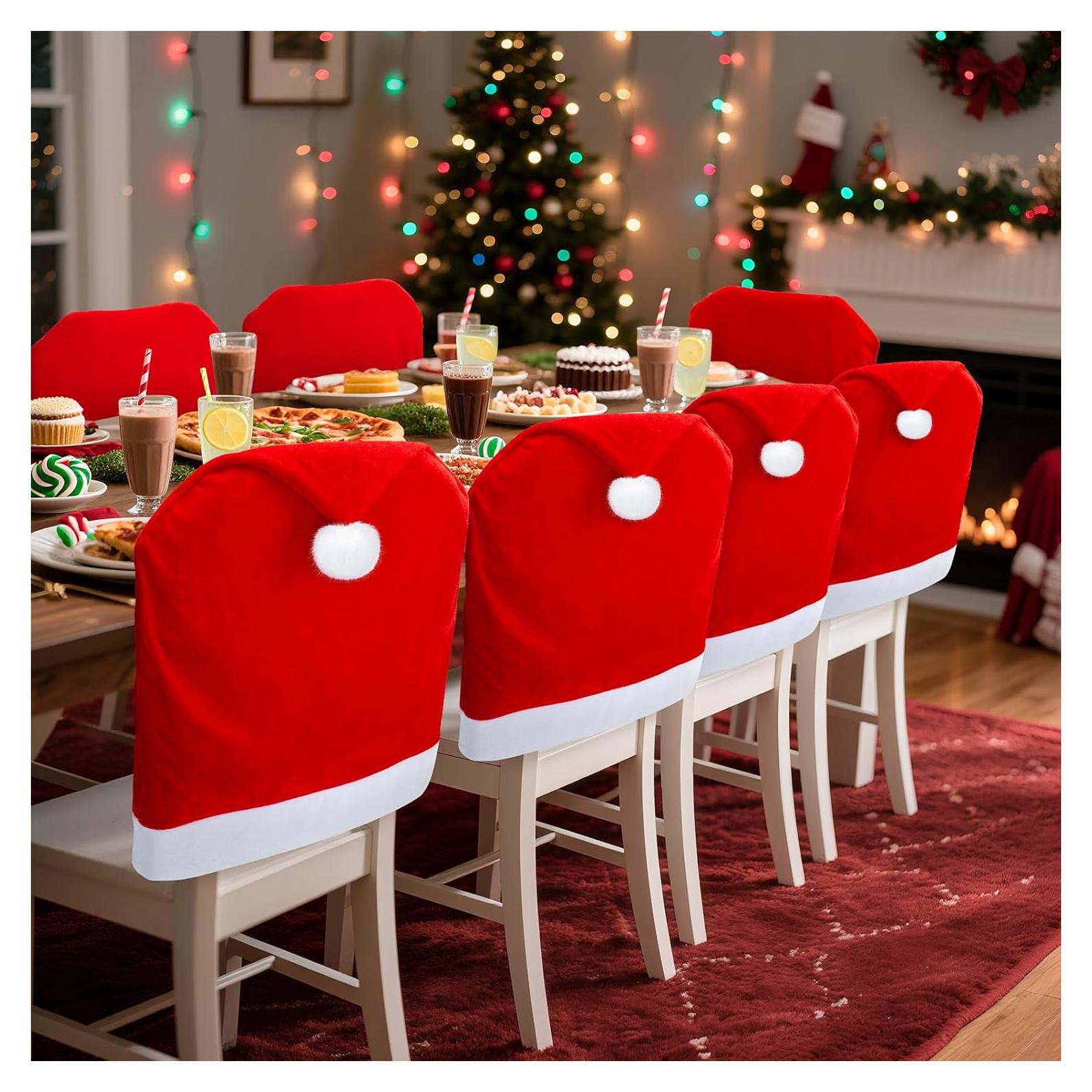 Cubiertas de Silla de Navidad RJVW 4 Pcs Terciopelo 50x60 cm