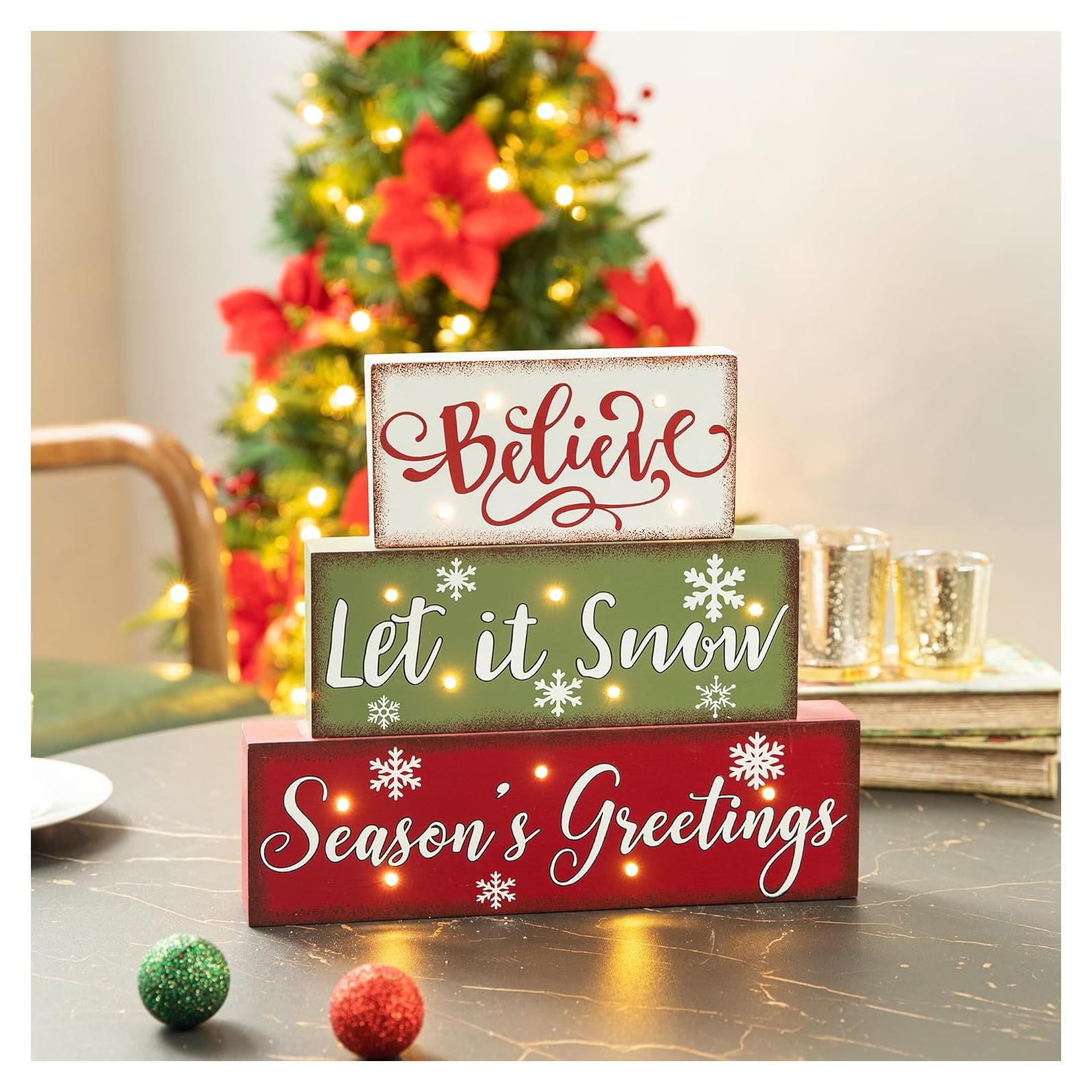 Señal Decorativa de Madera Glitzhome Navidad 30x4x27cm