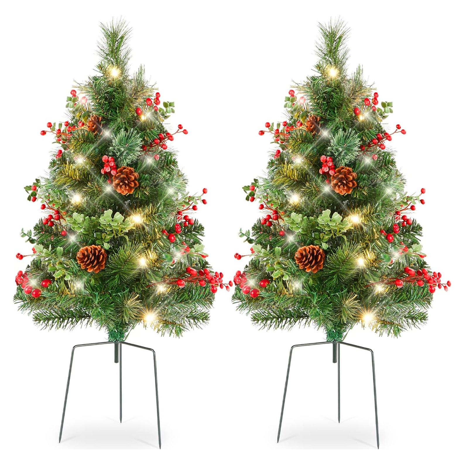 Juego de 2 Árboles de Navidad 62.2 cm Preiluminados LED