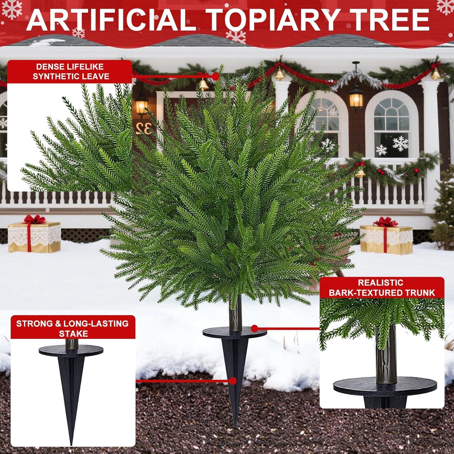 Paquete de 2 Árboles Topiarios Artificiales Grandeal 61 cm