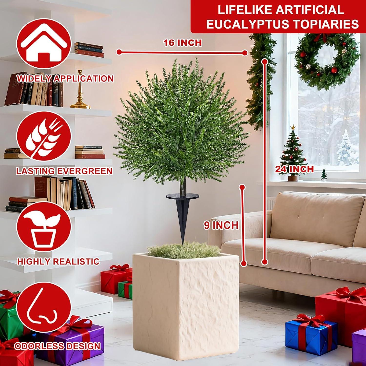 Paquete de 2 Árboles Topiarios Artificiales Grandeal 61 cm