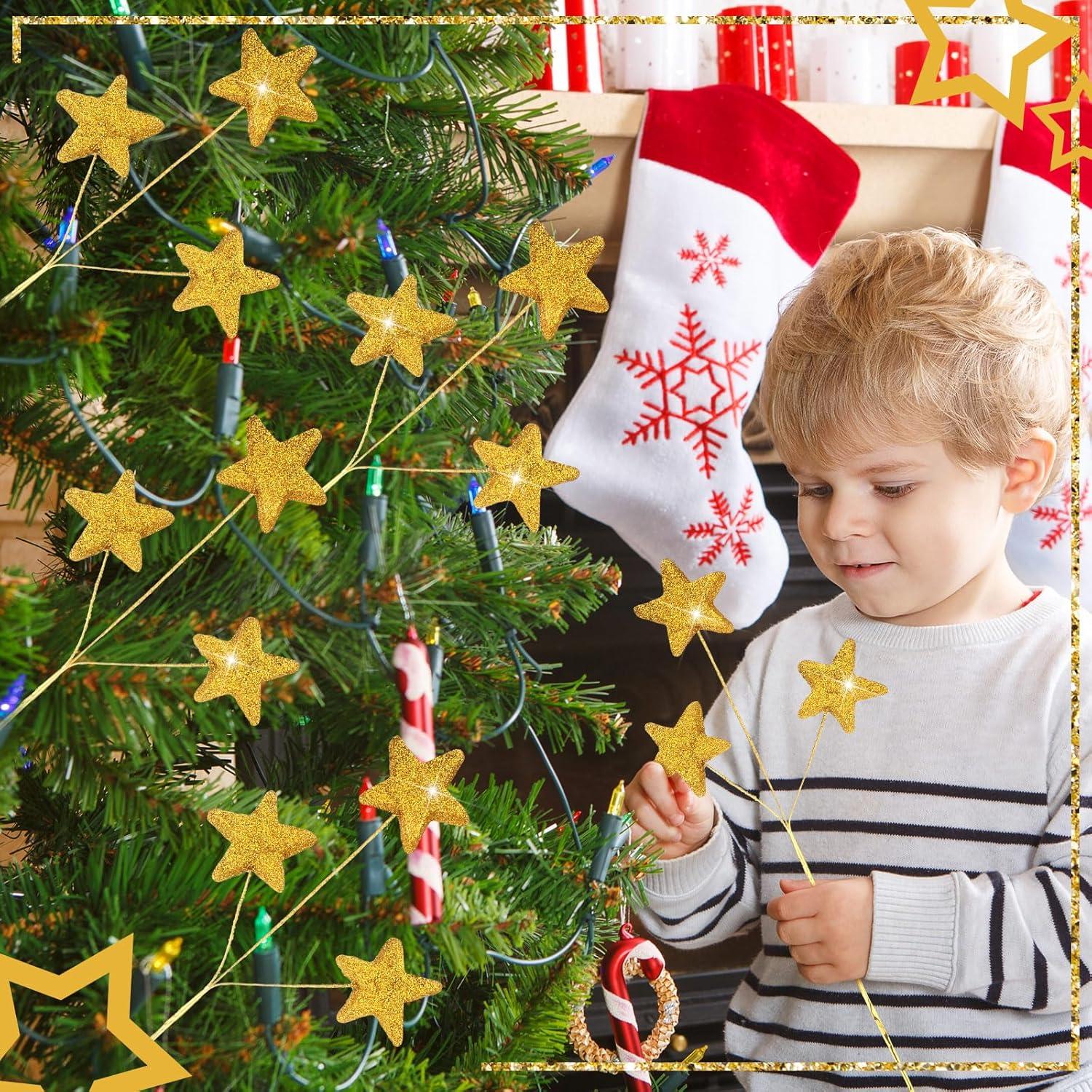 24 Palitos de Estrella Brillante Wavwavw 35 cm Dorado