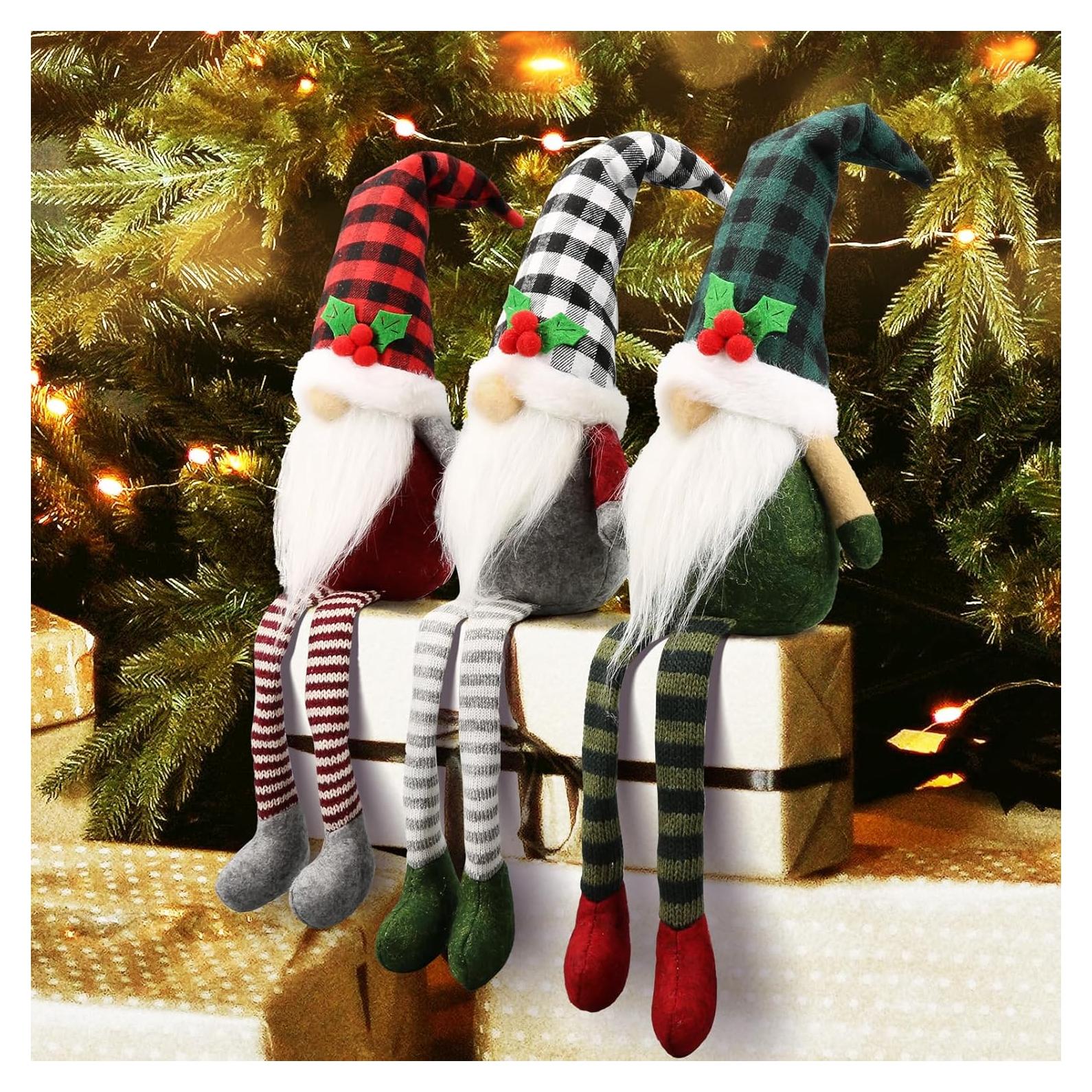 3 Gnomos de Navidad de Peluche Teeker - Decoración Festiva