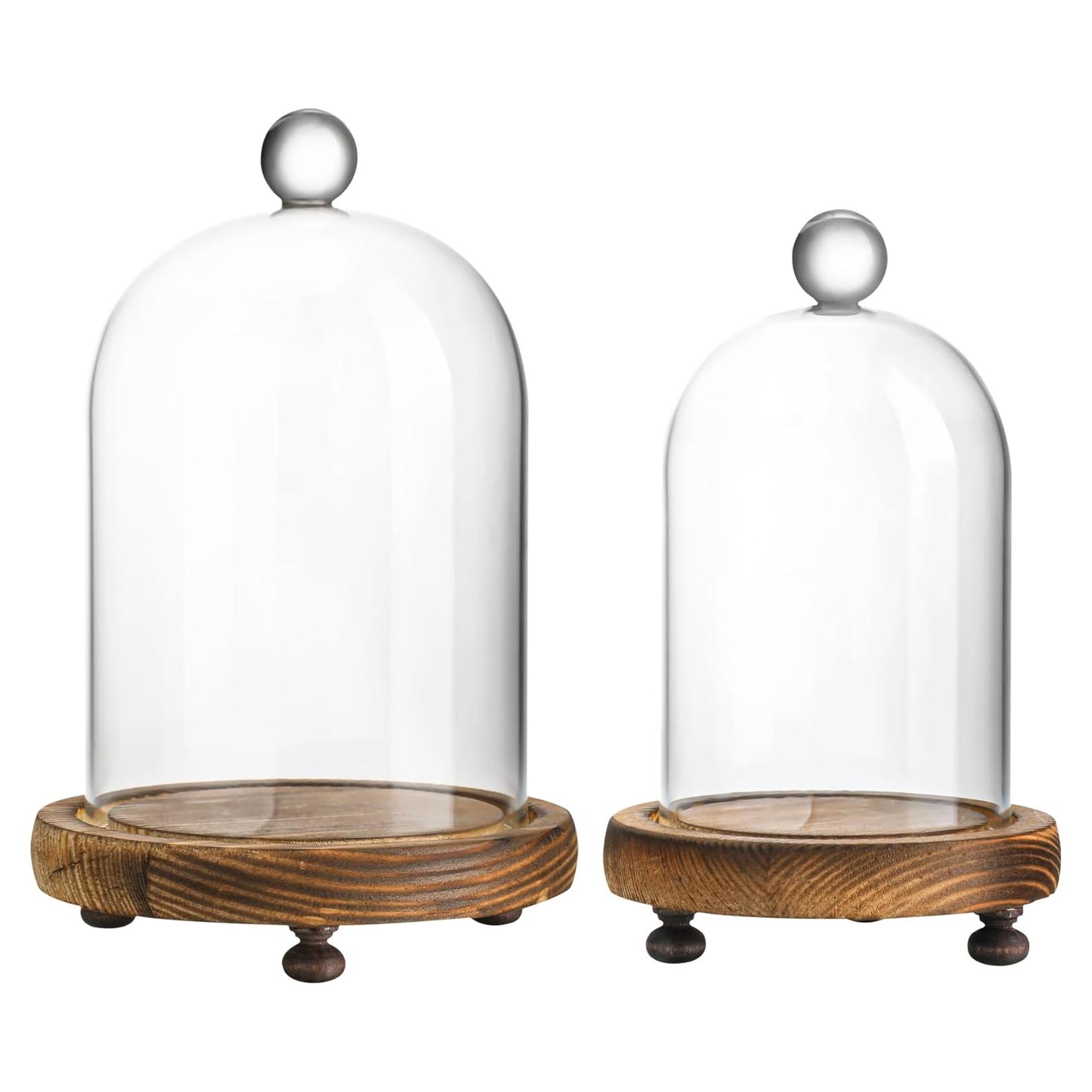 Pack 2 Campanas de Vidrio con Base de Madera - ZEERSHEE