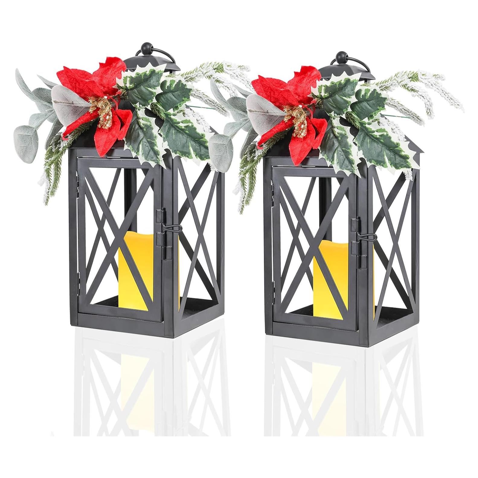 Linterna de Navidad Bdor con Vela LED - Metal Negro 37cm