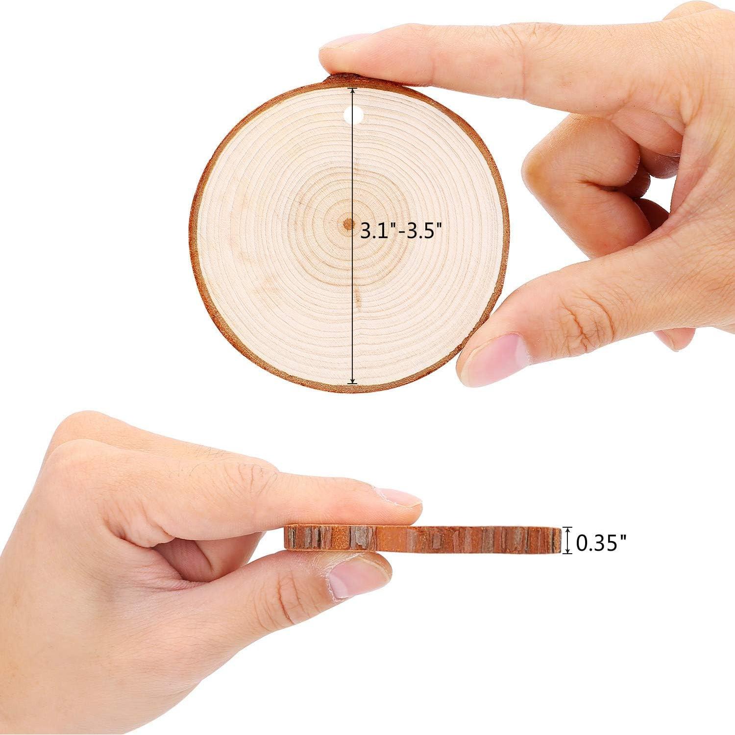Rodajas de Madera Natural Fuyit 25 Pcs 7.87-8.89 cm para Manualidades